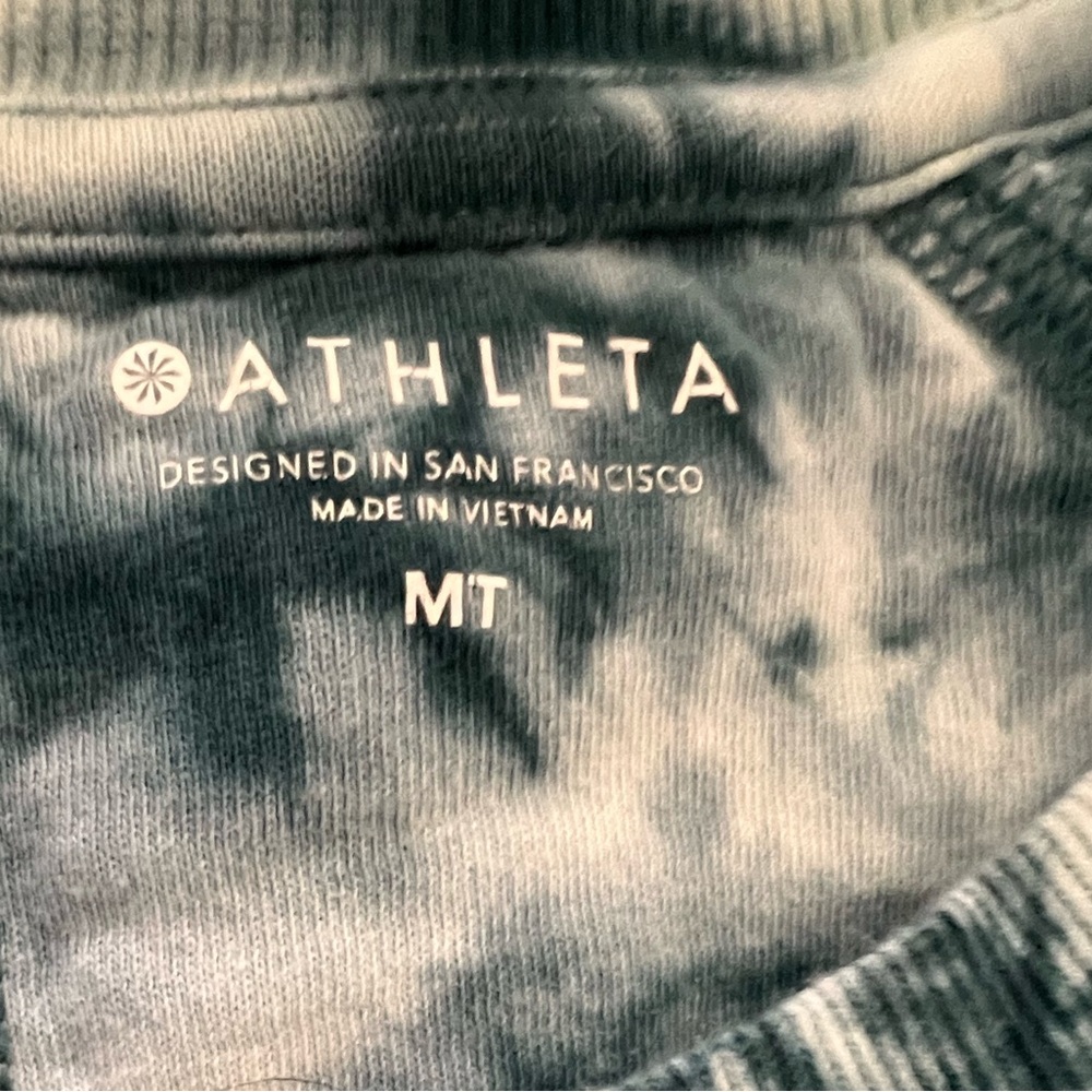 Athleta Sundown Teal Blue Tie Dye Crewneck Sweatshirt Medium Tall - Picture 4 of 8